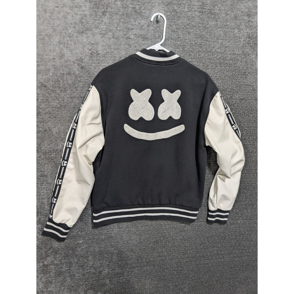 Marshmello Official Merchandise Varsity Bomber Jacket Black White Zip Up Small